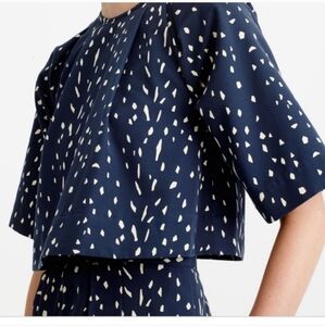 Apiece Apart ABSRACT Print Navy crop blouse